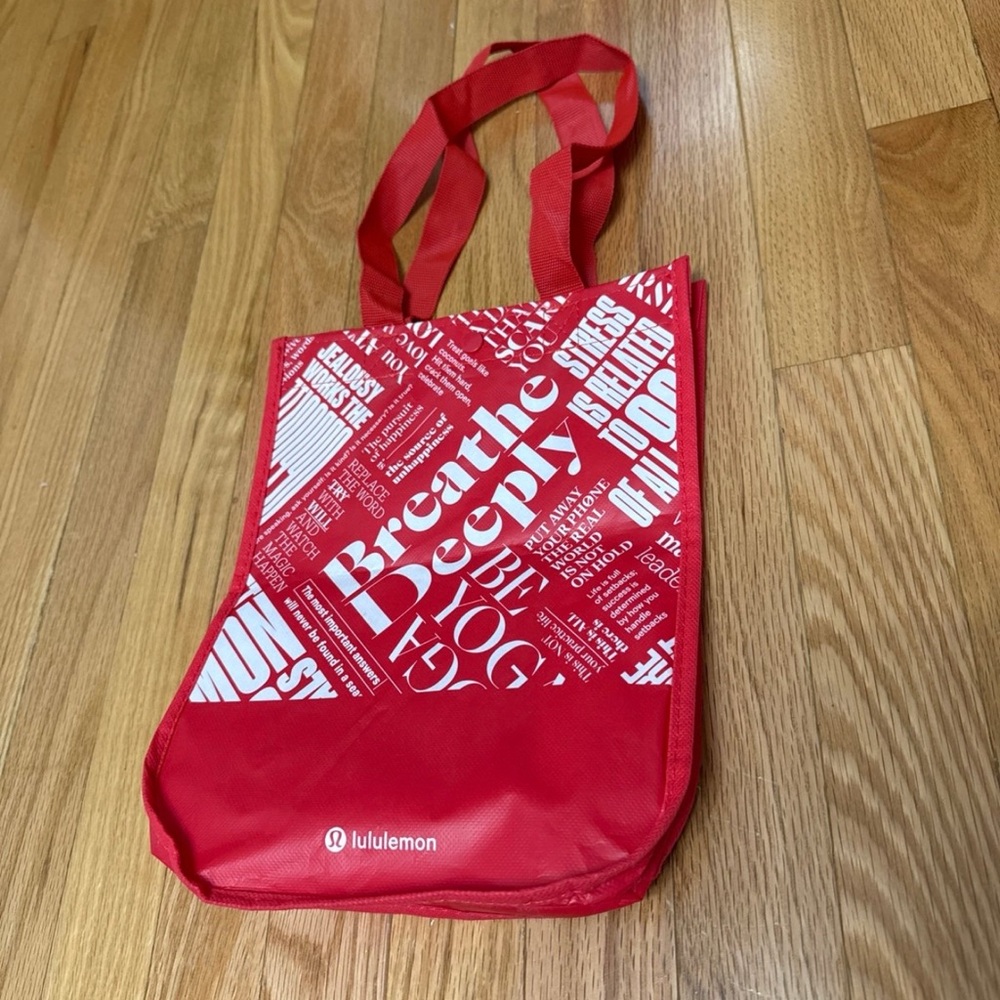 Small Red Lululemon Bag with White Lettering